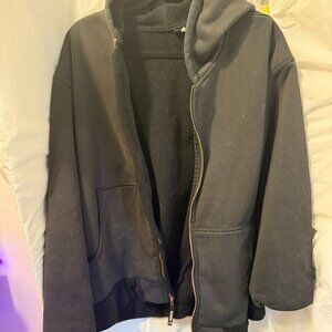 Avalanche Wear Sherpa Lined Hoodie Black Zip Up Jacket Mens XL